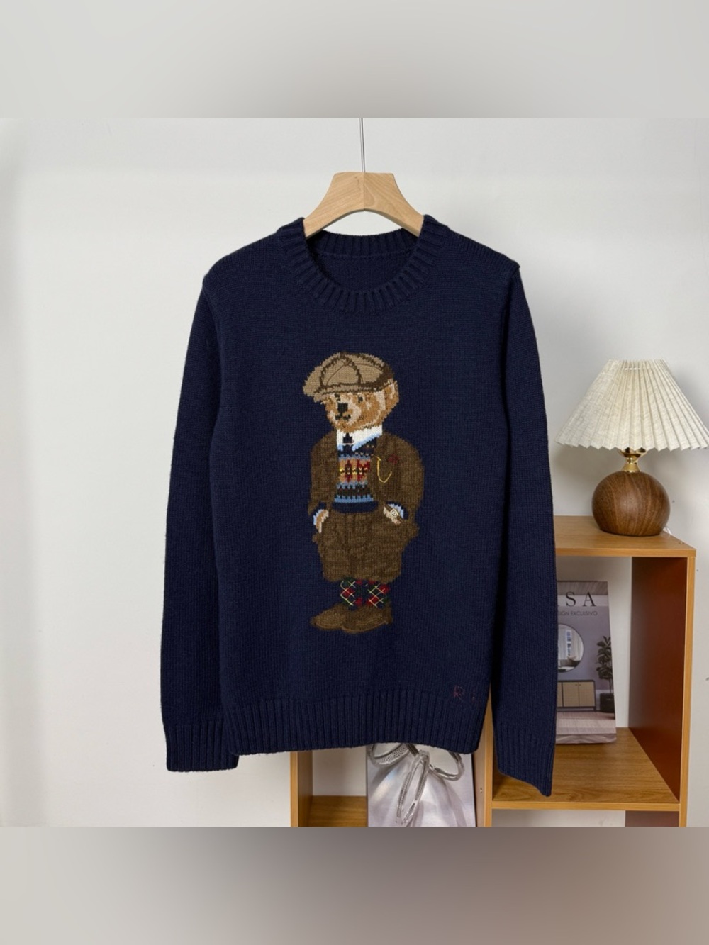 Polo Ralph Lauren Navy Crewneck Sweater with Teddy Motif